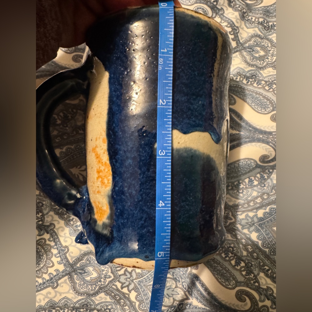 Handcrafted Blue and cream pottery Mug - Picture 6 of 6
